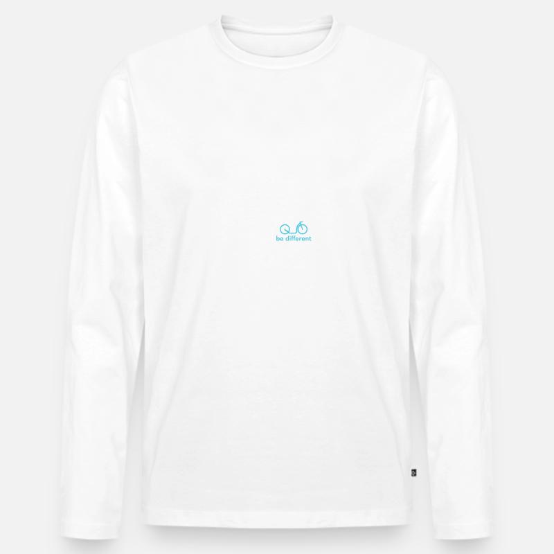 Be Different - Tretroller weiß/türkis - Männer Premium Bio Langarmshirt - undefined
