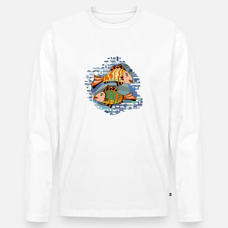 Fische - Männer Premium Bio Langarmshirt - Weiß