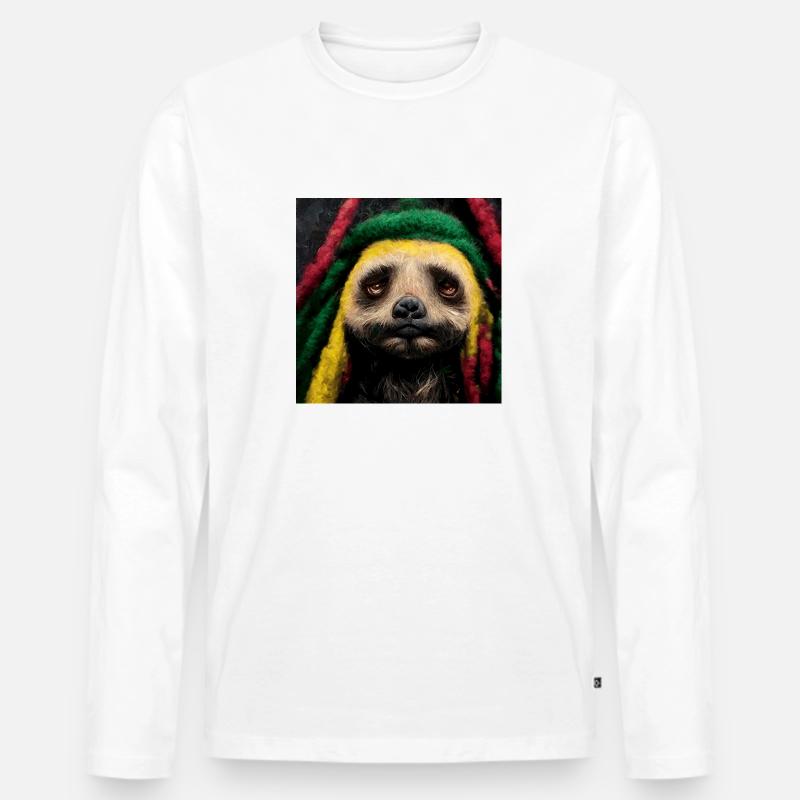 Bradipo rasta - Maglia a manica lunga ecologica premium da uomo - bianco