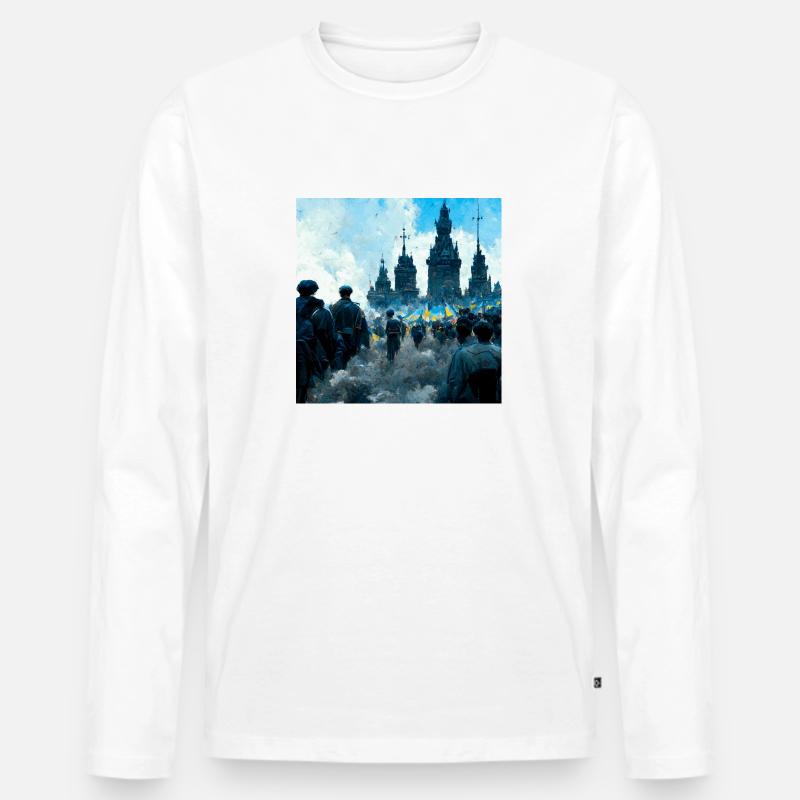 Sieg Der Ukraine - Männer Premium Bio Langarmshirt - Weiß