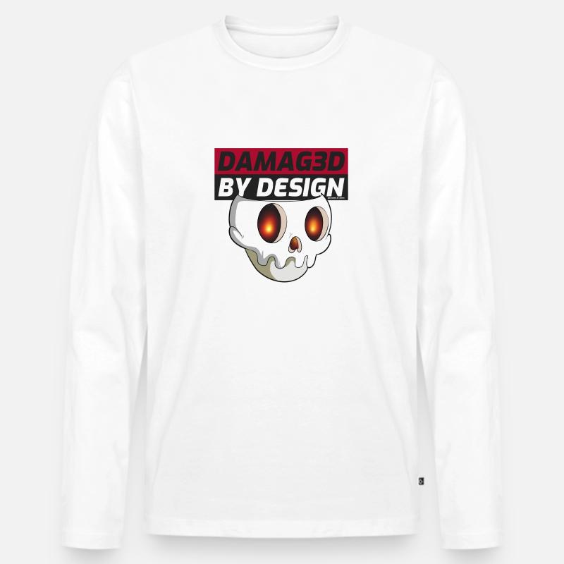 Beschädigt durch Design SKULL - Männer Premium Bio Langarmshirt - Weiß