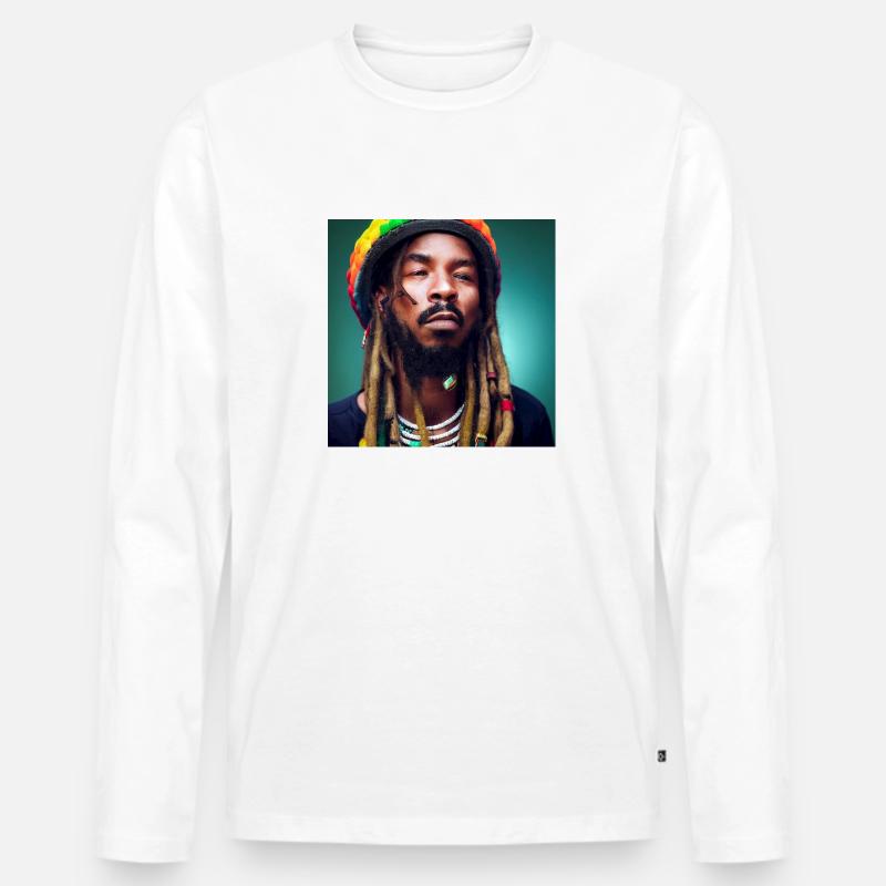 Rastafari-porträt - Männer Premium Bio Langarmshirt - Weiß