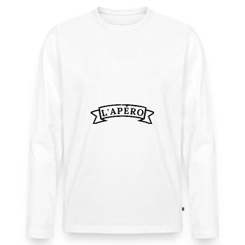 Je suis un mec ordinaire- chasse et l'apéro - T-shirt manches longues Premium bio Homme - blanc - Devant - Nico (187cm)