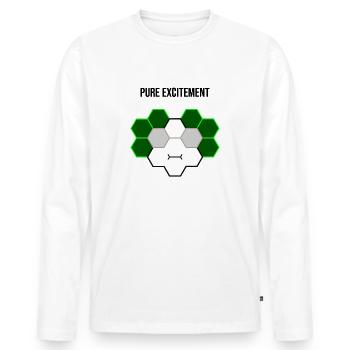 Pure excitement - Men's Premium Organic Long Sleeve Shirt - white - Front - Nico (187cm)