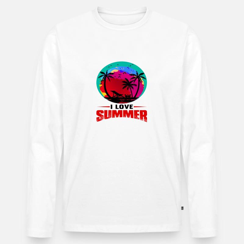 I love Summer - Männer Premium Bio Langarmshirt - Weiß