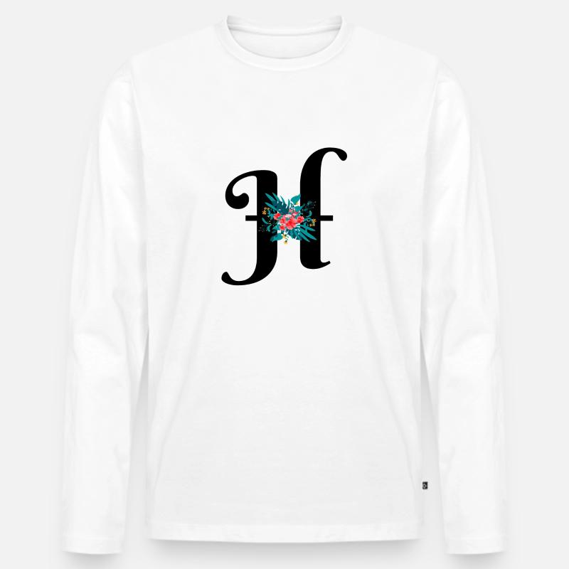 Buchstabe H geblüht - Männer Premium Bio Langarmshirt - Weiß