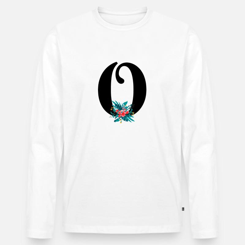 Buchstabe O Blüte - Männer Premium Bio Langarmshirt - Weiß