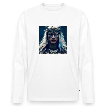 Krieger Vicking - Männer Premium Bio Langarmshirt - Weiß - Vorne - Nico (187cm)