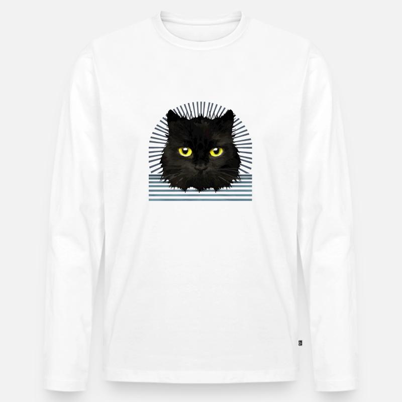 Katze - Männer Premium Bio Langarmshirt - Weiß