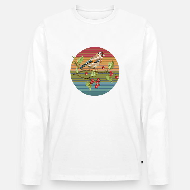 Bunter Vogel - Männer Premium Bio Langarmshirt - Weiß