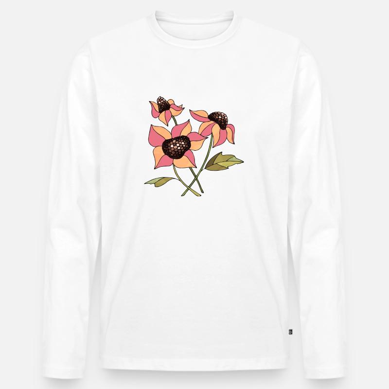 Blumen - Männer Premium Bio Langarmshirt - Weiß