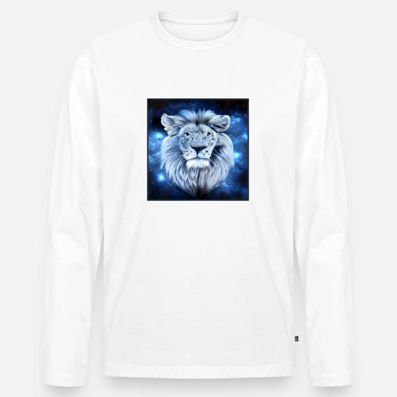 SURREALER LÖWE 2 - Männer Premium Bio Langarmshirt - Weiß