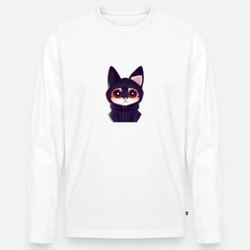 süße Katze 2 - Männer Premium Bio Langarmshirt - Weiß