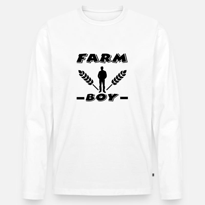 Bauernhof - Männer Premium Bio Langarmshirt - Weiß