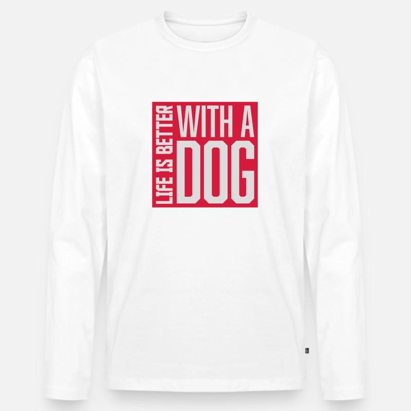 better with a dog - Männer Premium Bio Langarmshirt - Weiß