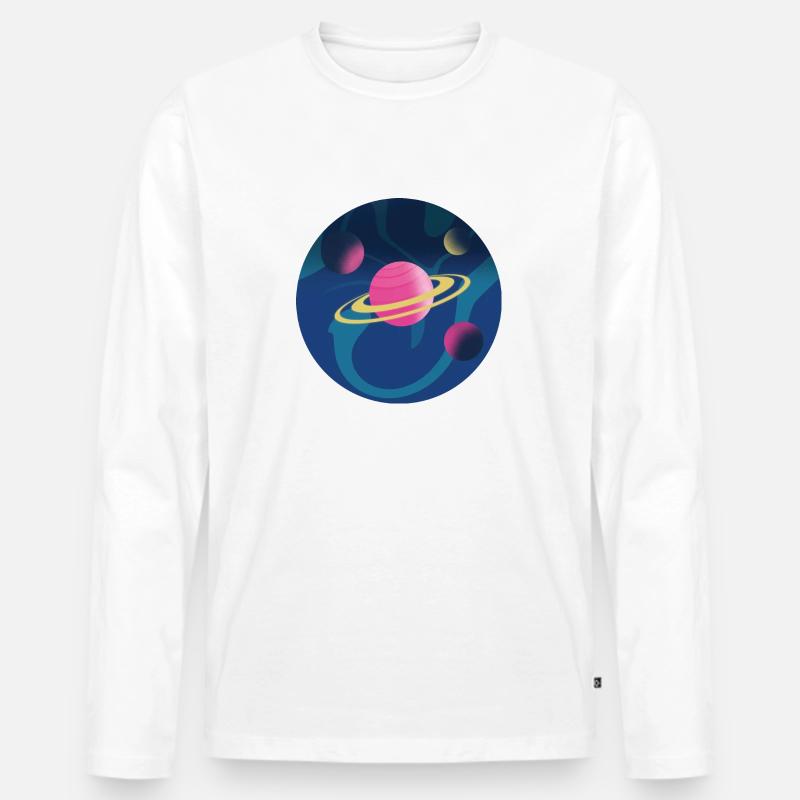 Planeten im Weltraum - Männer Premium Bio Langarmshirt - Weiß