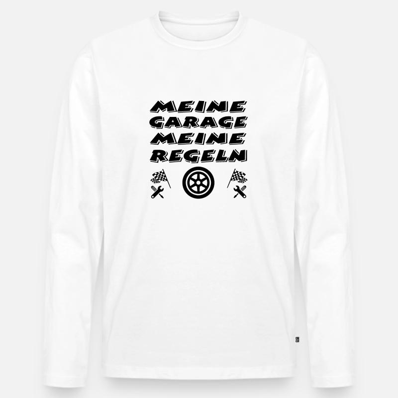 Garage - Männer Premium Bio Langarmshirt - Weiß