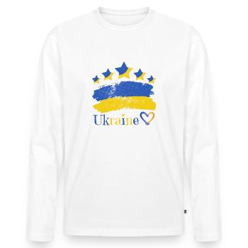 Ukraine - T-shirt manches longues Premium bio Homme - blanc - Devant - Nico (187cm)
