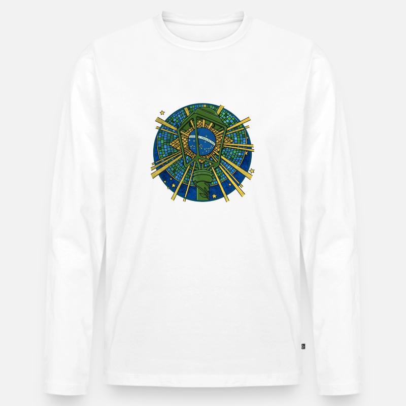 ORDEM E PROGRESSO - Männer Premium Bio Langarmshirt - Weiß