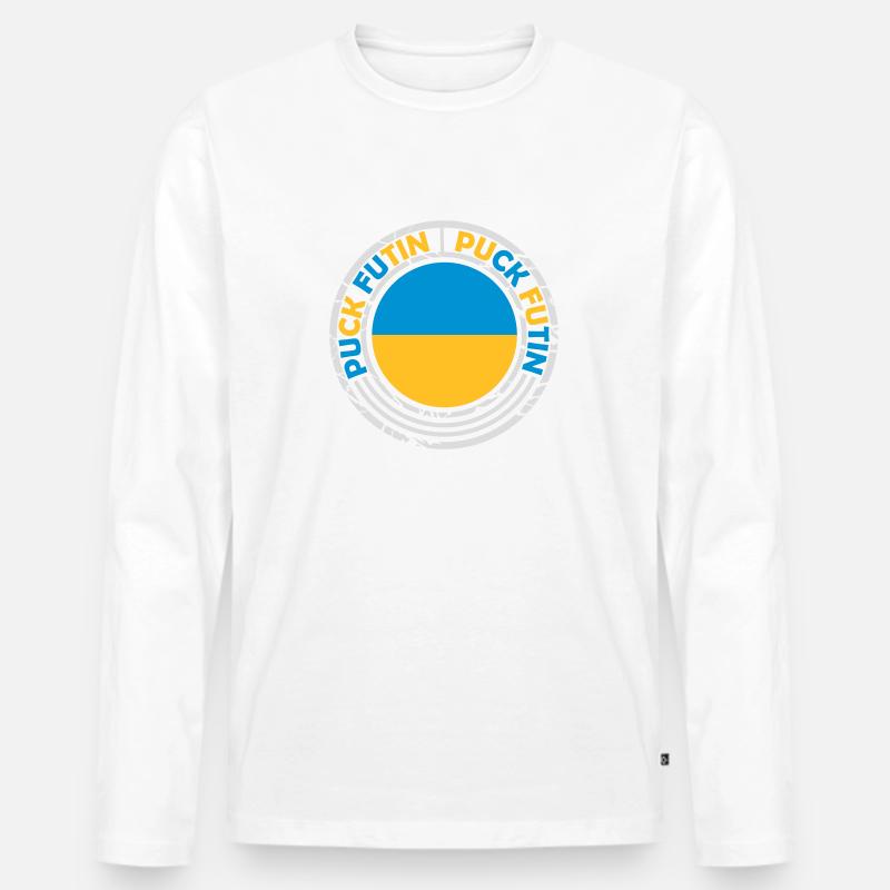 puck futin Logo Design - Männer Premium Bio Langarmshirt - Weiß