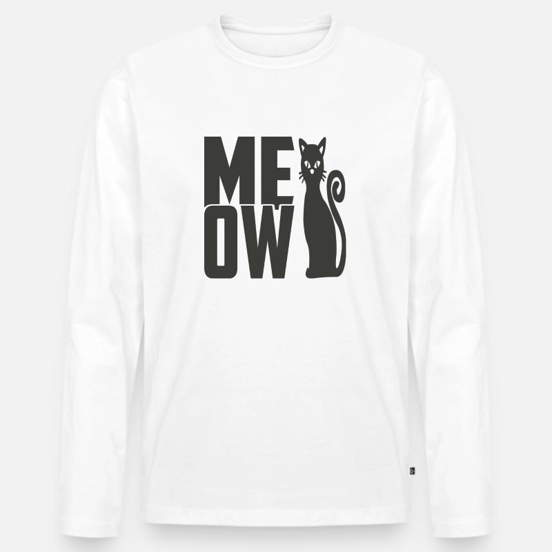 Meow Katze - Männer Premium Bio Langarmshirt - Weiß