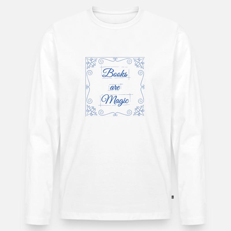 Bücher sind Magie - Männer Premium Bio Langarmshirt - Weiß
