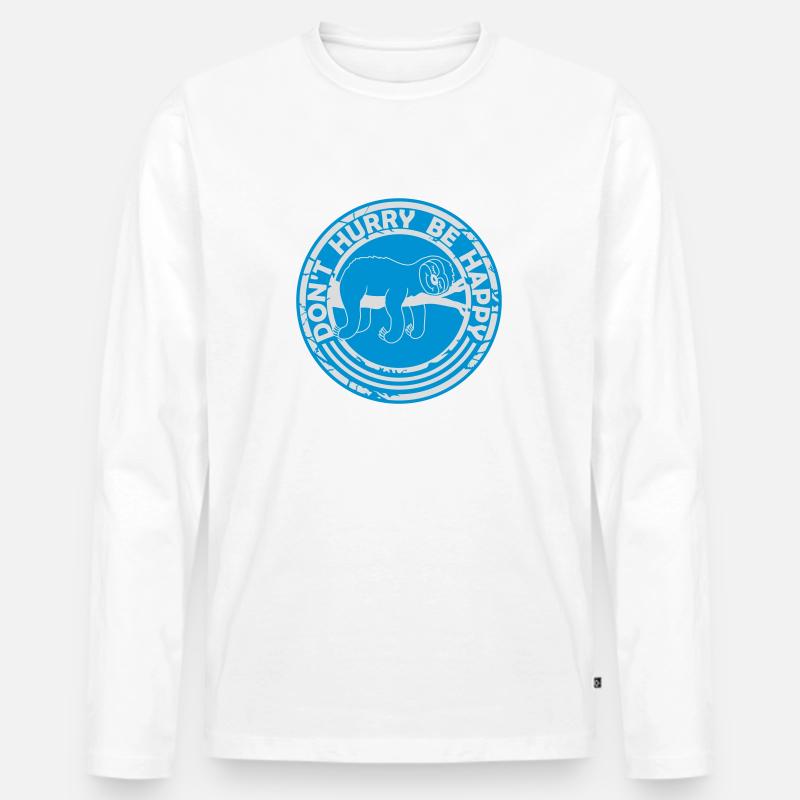 dont hurry be happy - Männer Premium Bio Langarmshirt - Weiß