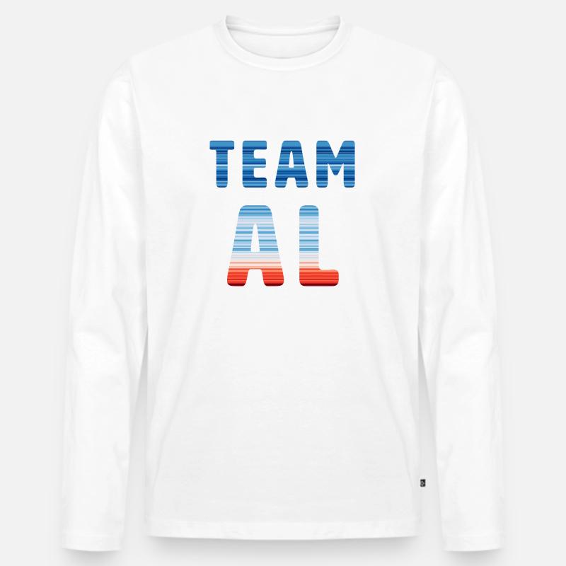 Team Al | Warming Stripes - Männer Premium Bio Langarmshirt - Weiß