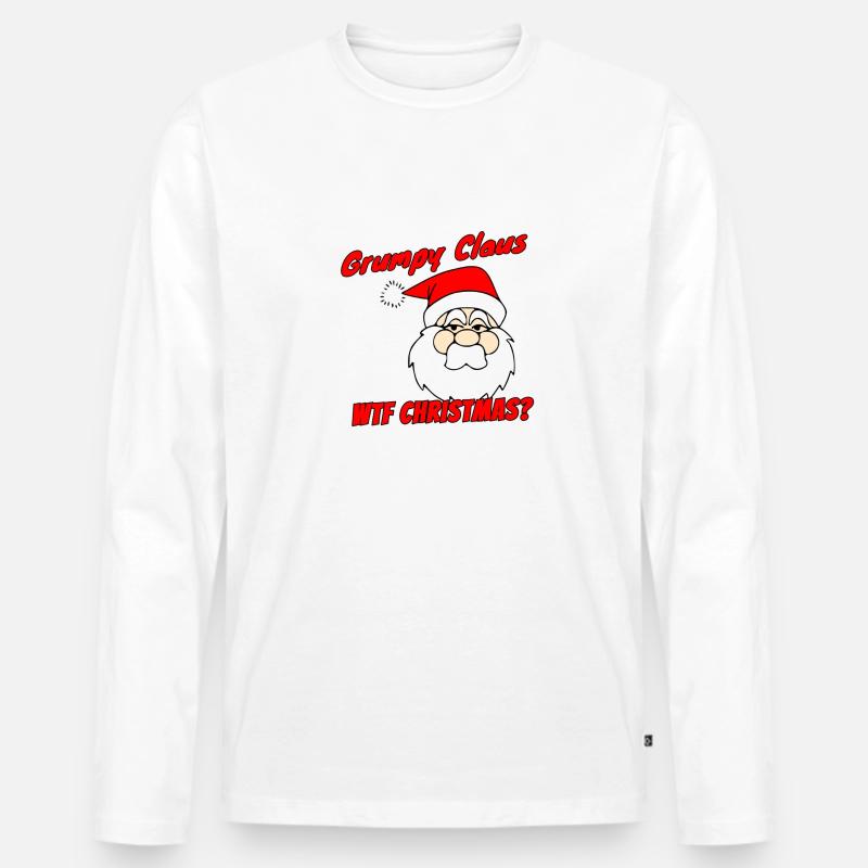 Grumpy Claus - Männer Premium Bio Langarmshirt - Weiß
