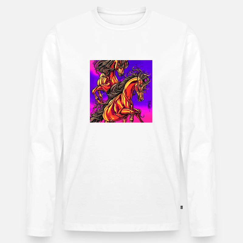 Abstrakte Darstellung eines Pferdes - Männer Premium Bio Langarmshirt - Weiß