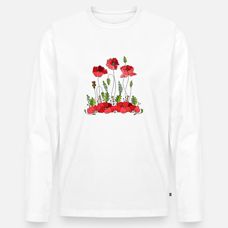 Blumen - Männer Premium Bio Langarmshirt - Weiß