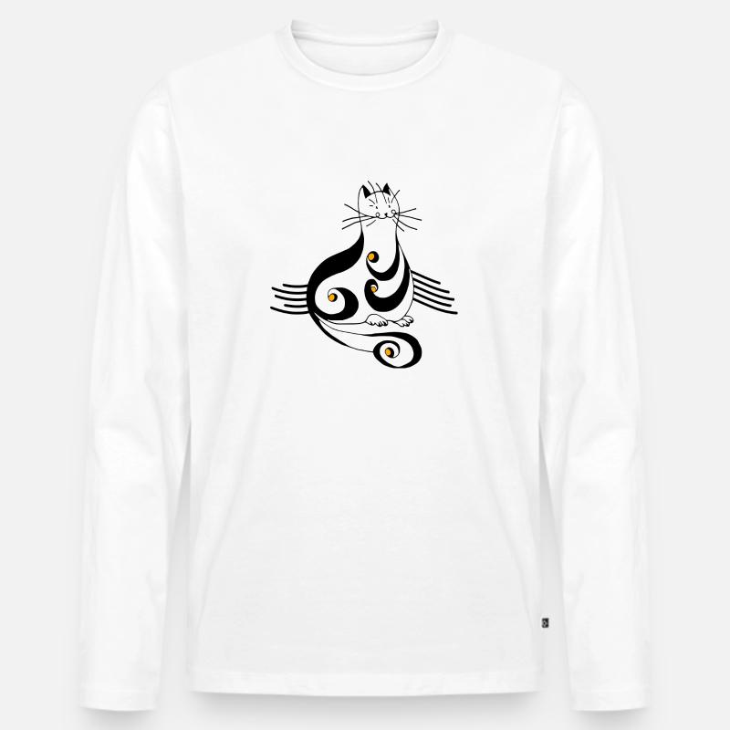 Katze - Männer Premium Bio Langarmshirt - Weiß