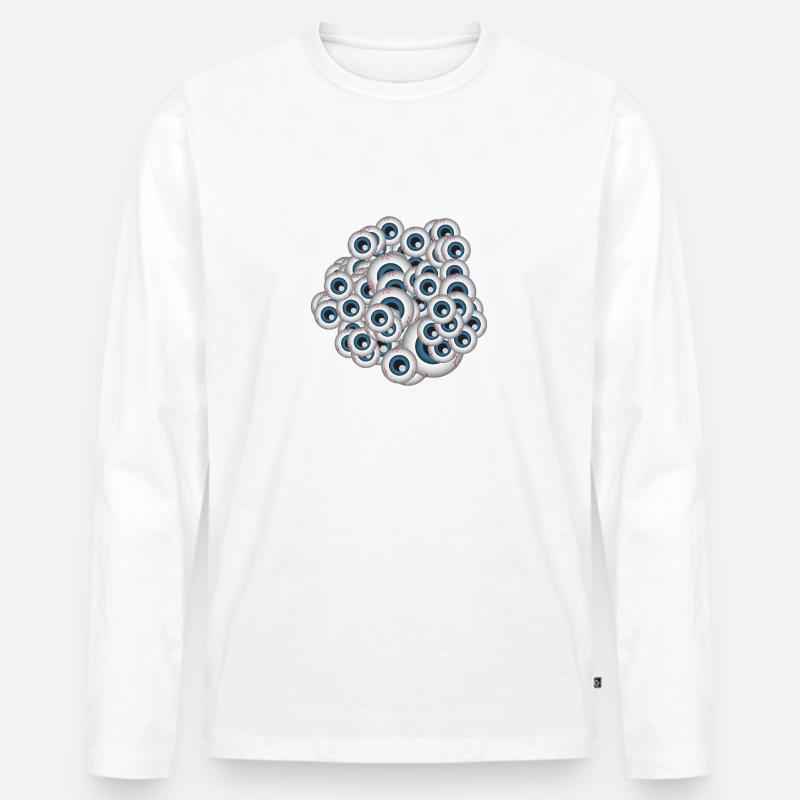 Blickkontakt - Männer Premium Bio Langarmshirt - Weiß