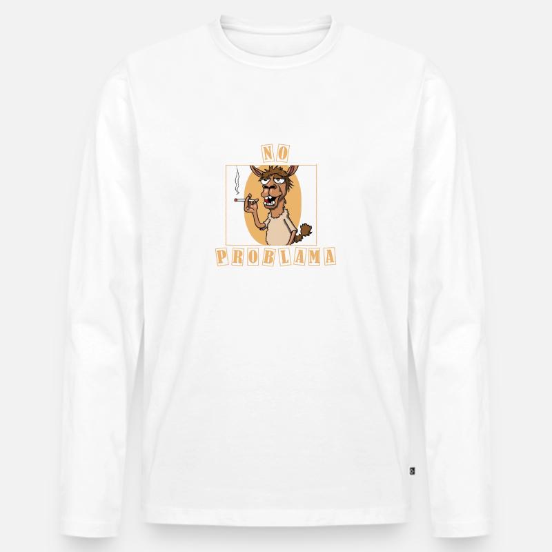 No Problama Geschenk - Männer Premium Bio Langarmshirt - Weiß