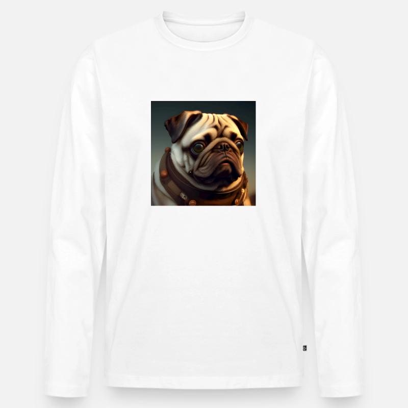 Mops - Männer Premium Bio Langarmshirt - Weiß