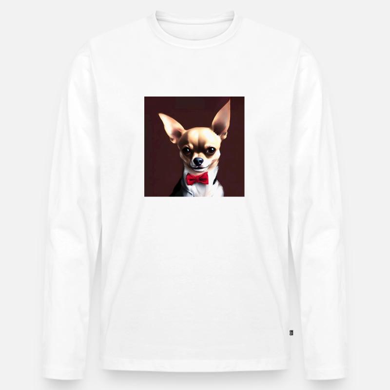 Chihuahua mit Querbinder - Männer Premium Bio Langarmshirt - Weiß