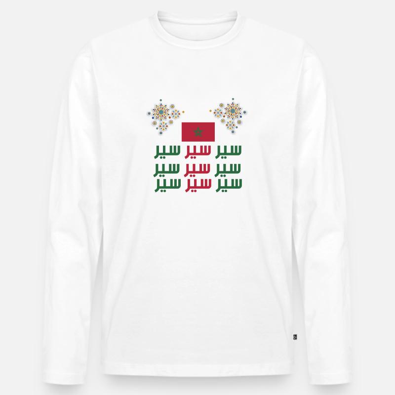 Marokko - Männer Premium Bio Langarmshirt - Weiß