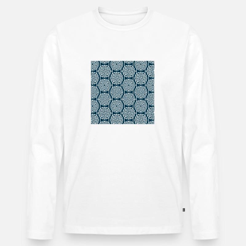 Chinesisches Muster - Männer Premium Bio Langarmshirt - Weiß
