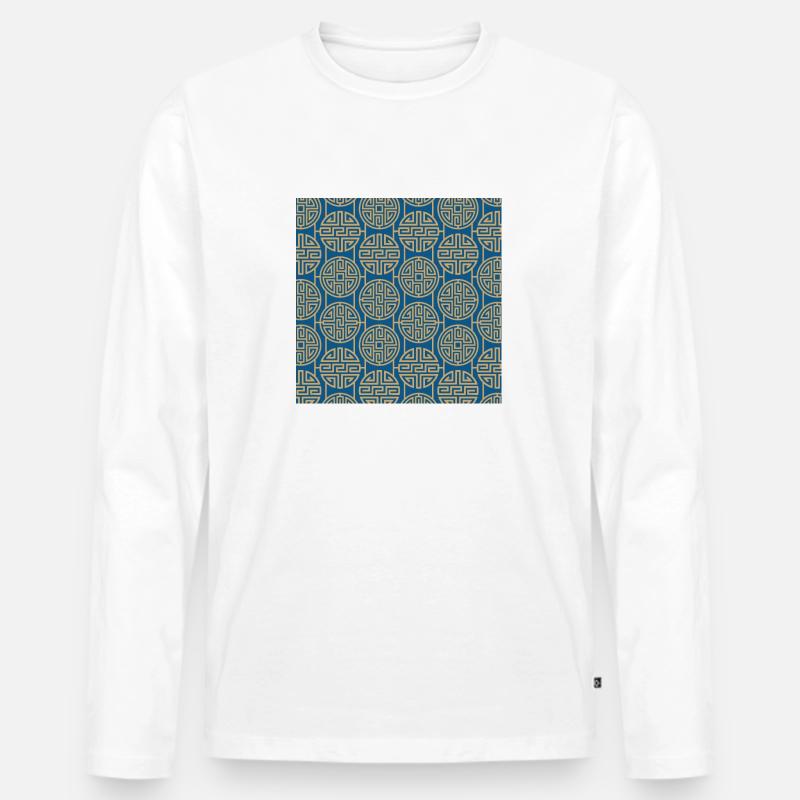 Chinesisches Muster - Männer Premium Bio Langarmshirt - Weiß