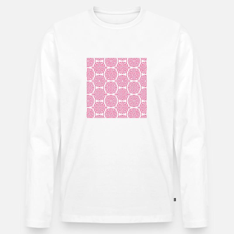 Chinesisches Muster - Männer Premium Bio Langarmshirt - Weiß