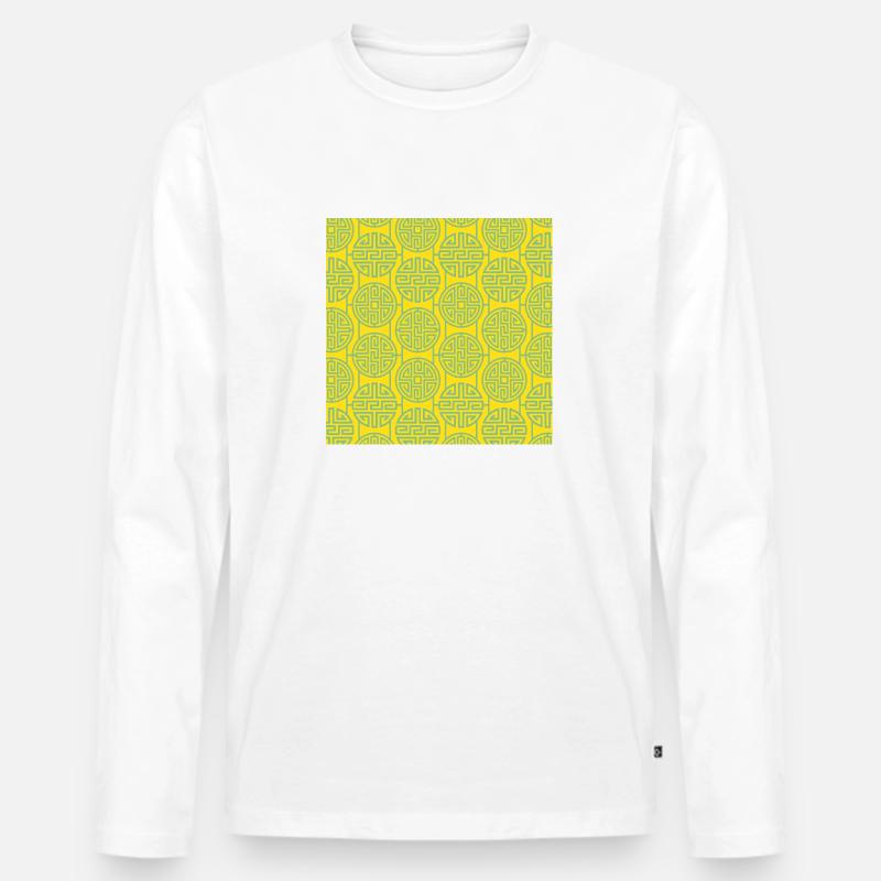 Chinesisches Muster - Männer Premium Bio Langarmshirt - Weiß