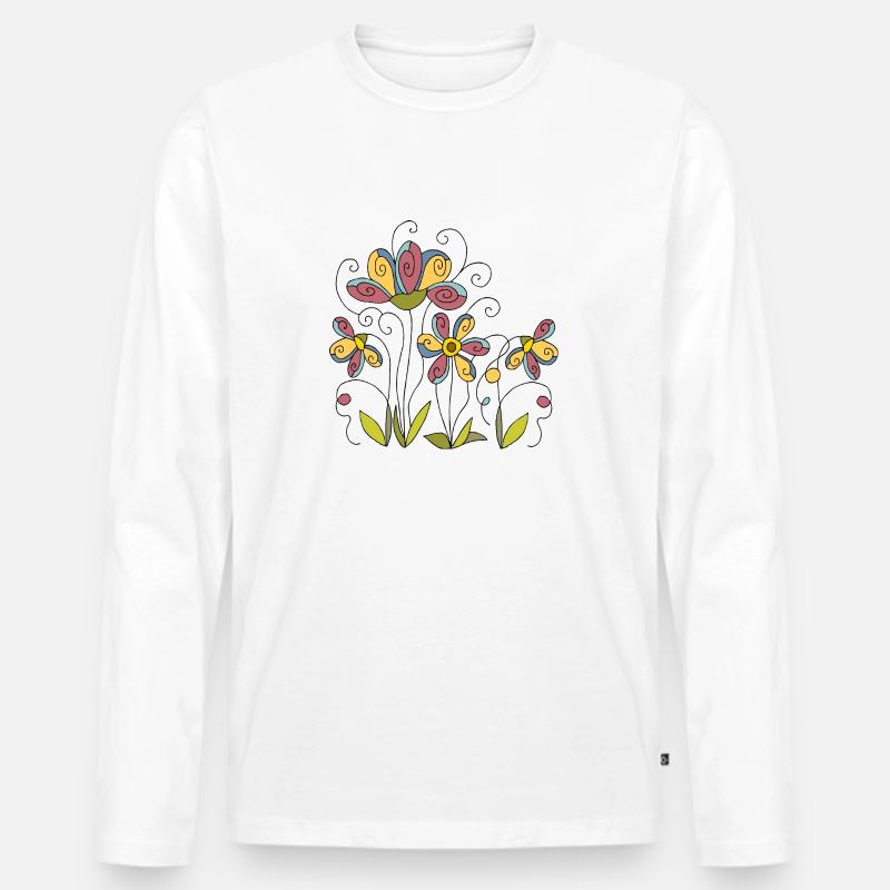 Blumen - Männer Premium Bio Langarmshirt - Weiß