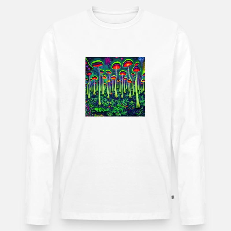 Magischer psychedelischer Wald - Männer Premium Bio Langarmshirt - Weiß
