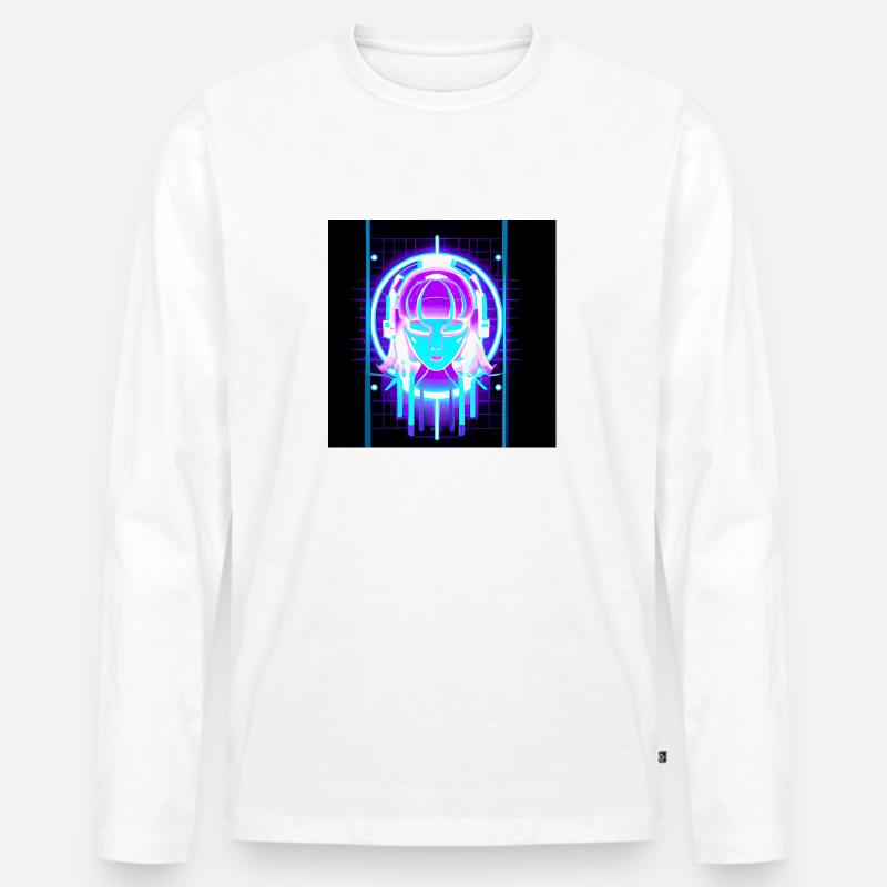 Neon-Gesichtskunst - Männer Premium Bio Langarmshirt - Weiß