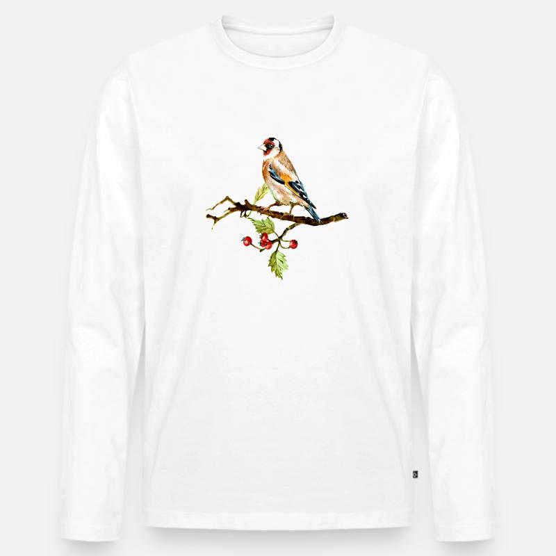 Bunter Vogel - Männer Premium Bio Langarmshirt - Weiß