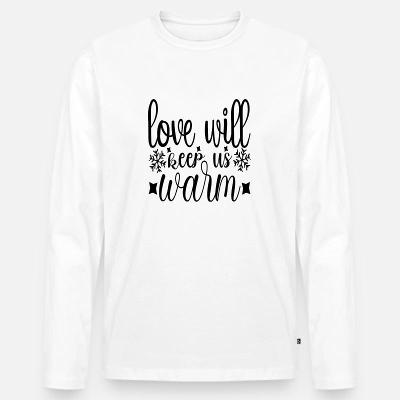 Love will keep us warm - Männer Premium Bio Langarmshirt - Weiß