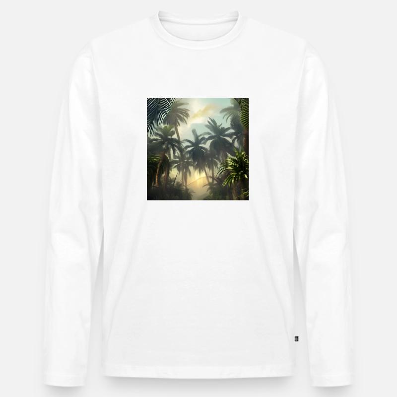 Dschungel mit Palmen - Männer Premium Bio Langarmshirt - Weiß