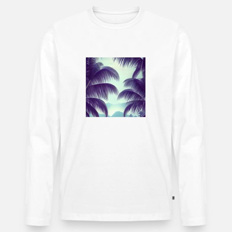 Palmblätter Kunst - Männer Premium Bio Langarmshirt - Weiß