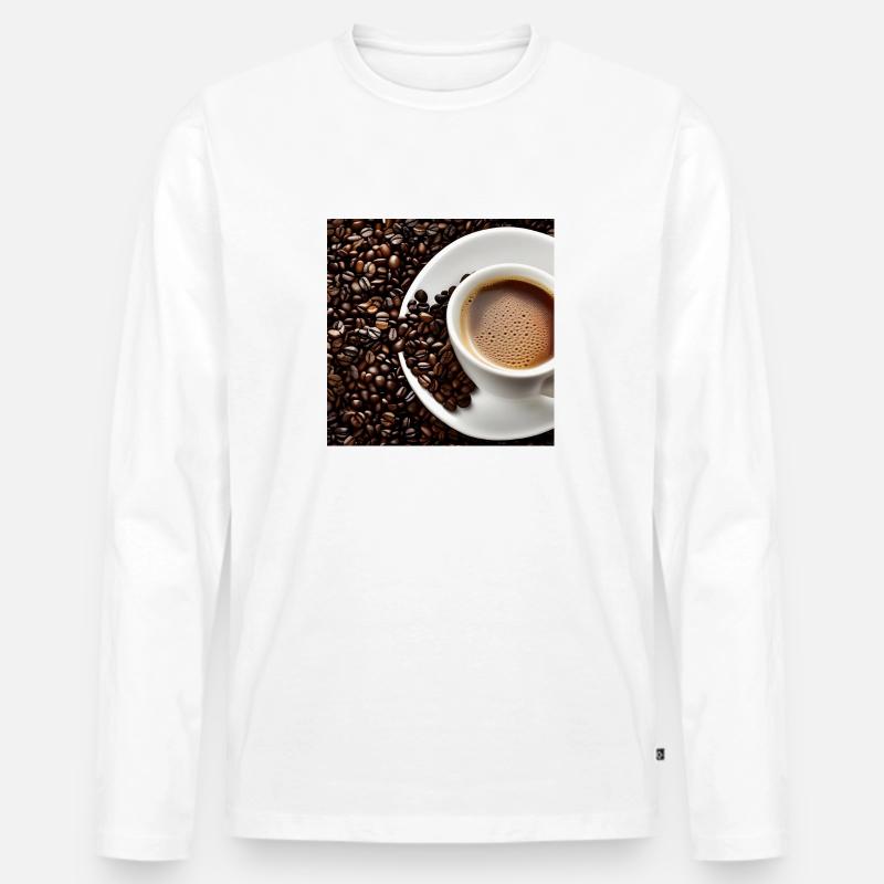 Morgenkaffee - Männer Premium Bio Langarmshirt - Weiß