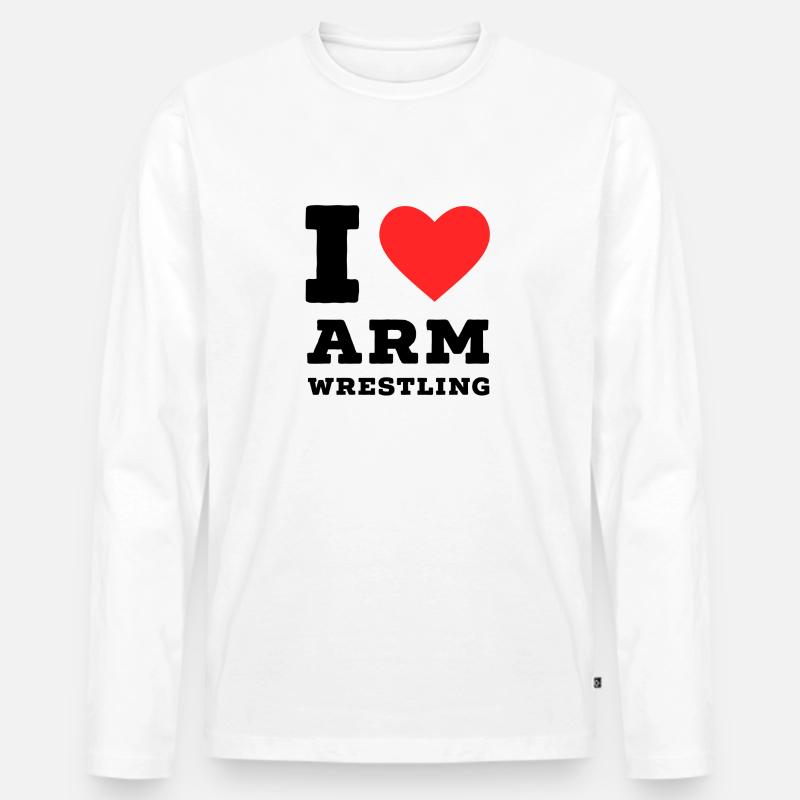 Ich liebe Armdrücken - Männer Premium Bio Langarmshirt - Weiß